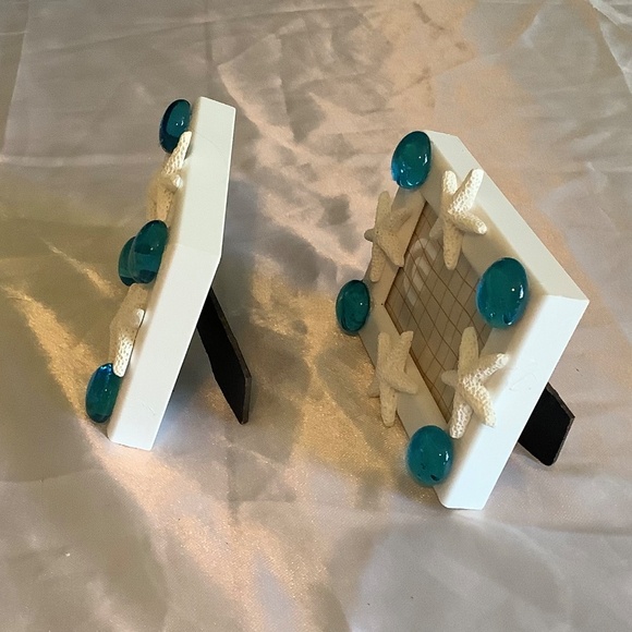 2x3 Starfish and sea blue glass gems picture frame set of 2 - Picture 3 of 8